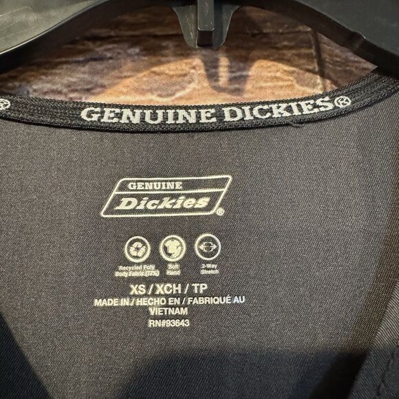 Dickies Snap Front Scrub Top XS Women’s Heather Pewter Protx2 Stretch Shirt Grey - Picture 3 of 8